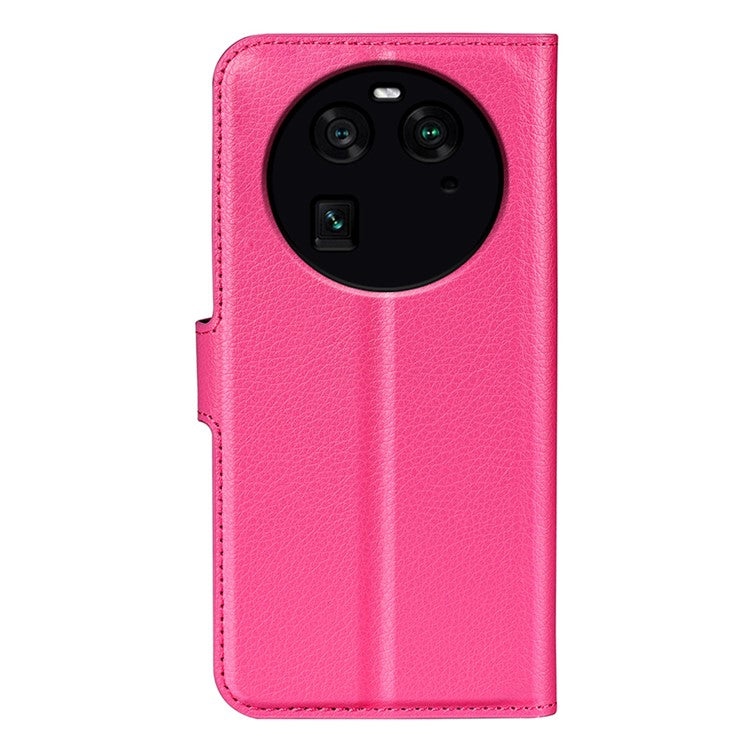 PU Leather Phone Case for Oppo Find X6 , Litchi Texture Wallet Cover Stand Phone Shell - Rose