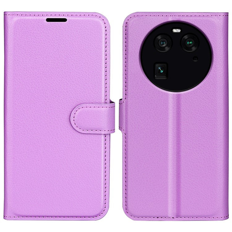 PU Leather Phone Case for Oppo Find X6 , Litchi Texture Wallet Cover Stand Phone Shell - Purple