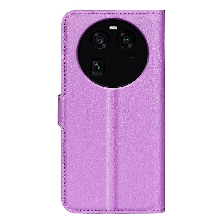 PU Leather Phone Case for Oppo Find X6 , Litchi Texture Wallet Cover Stand Phone Shell - Purple