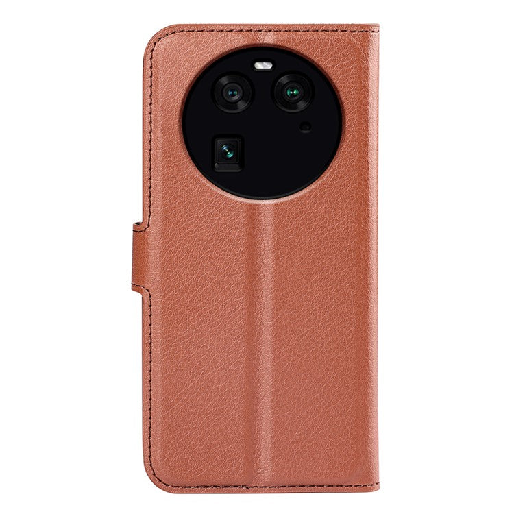 PU Leather Phone Case for Oppo Find X6 , Litchi Texture Wallet Cover Stand Phone Shell - Brown