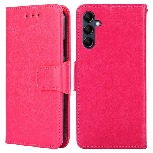 Magnetic Clasp Case for Samsung Galaxy M14 5G Textured Cell Phone PU Leather Wallet Stand Cover - Rose