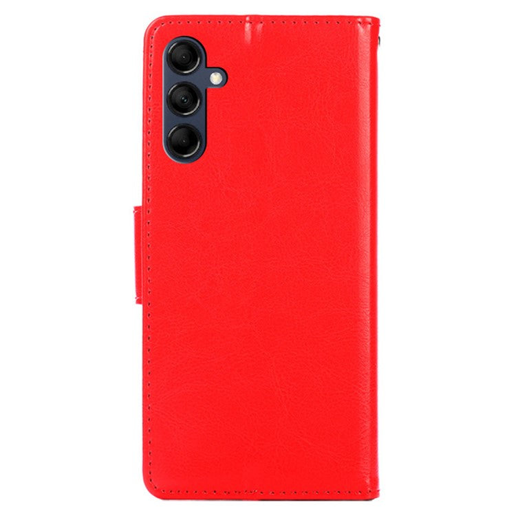 Magnetic Clasp Case for Samsung Galaxy M14 5G Textured Cell Phone PU Leather Wallet Stand Cover - Red