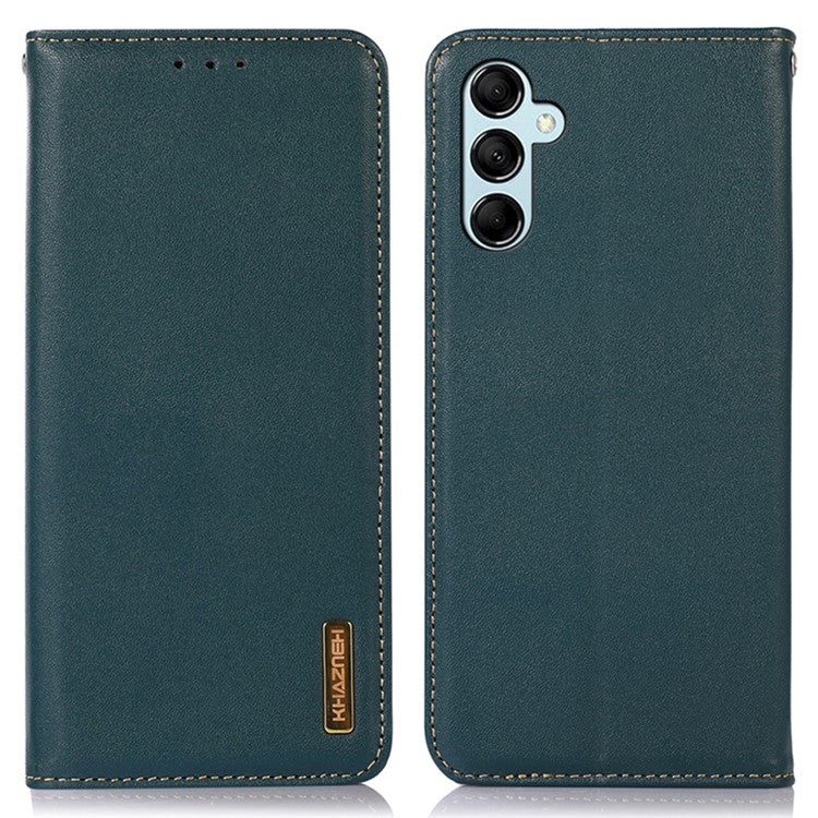 KHAZNEH For Samsung Galaxy M54 5G / F54 5G Genuine Cowhide Leather Phone Case Wallet RFID Blocking Stand Cover - Green