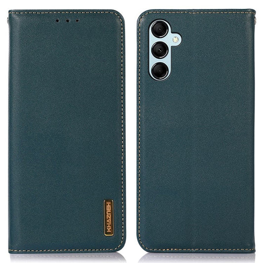 KHAZNEH For Samsung Galaxy M54 5G / F54 5G Genuine Cowhide Leather Phone Case Wallet RFID Blocking Stand Cover - Green