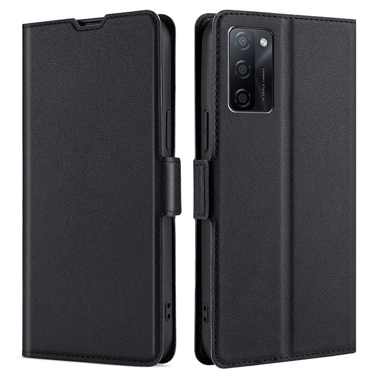 Phone Stand Cover for Oppo A55s 5G Anti-drop Shell PU Leather Smartphone Case with Card Slot - Black