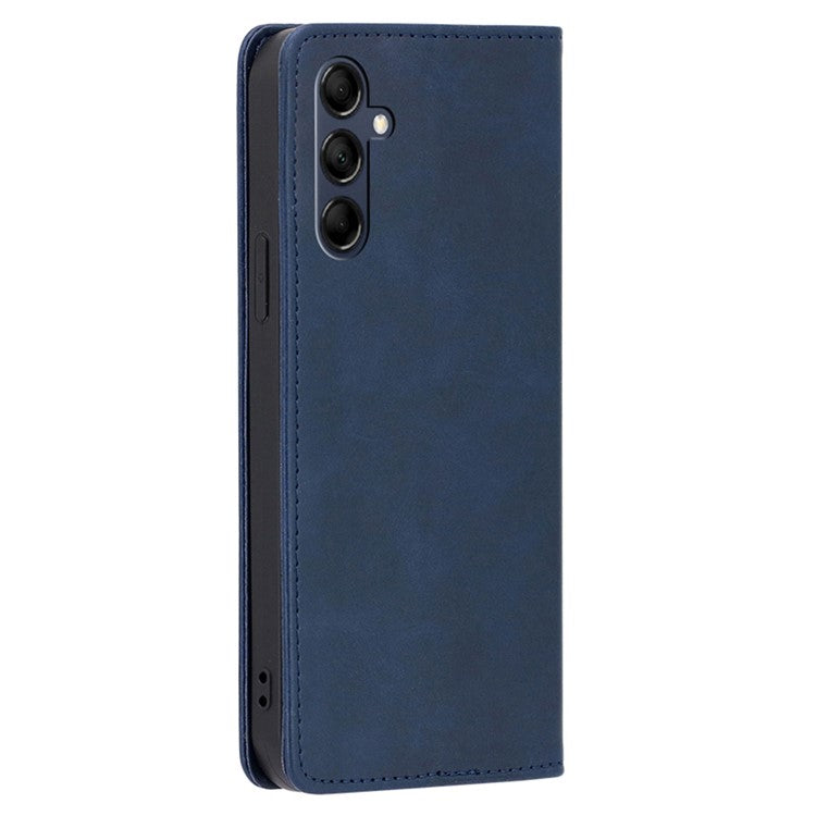 Mobile Phone Shell for Samsung Galaxy M14 5G Calf Texture Protector Case Stand Leather Wallet Cover - Sapphire