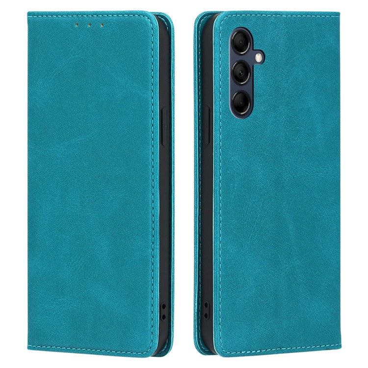 Mobile Phone Shell for Samsung Galaxy M14 5G Calf Texture Protector Case Stand Leather Wallet Cover - Baby Blue