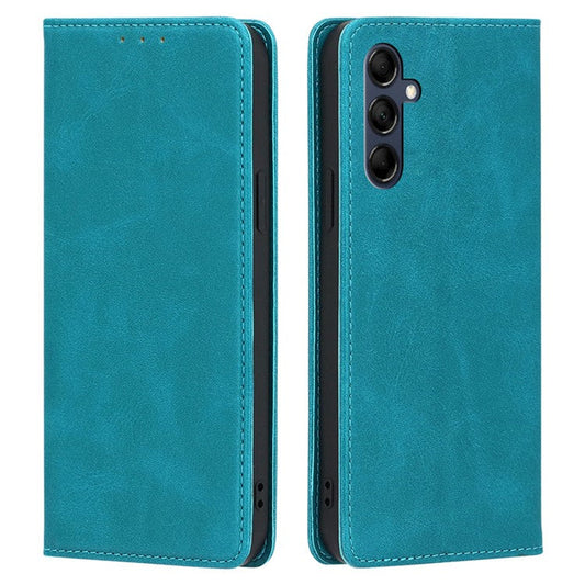 Mobile Phone Shell for Samsung Galaxy M14 5G Calf Texture Protector Case Stand Leather Wallet Cover - Baby Blue