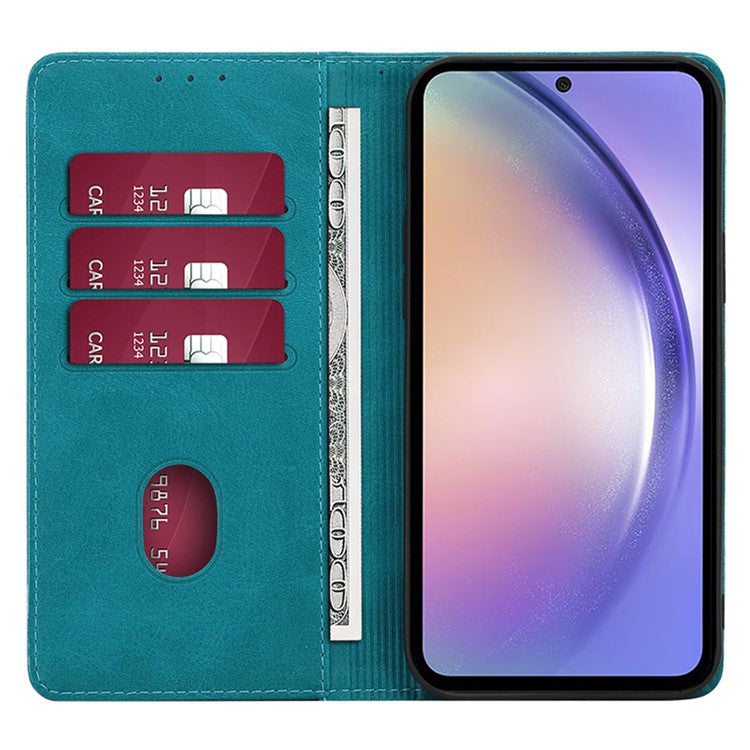 Mobile Phone Shell for Samsung Galaxy M14 5G Calf Texture Protector Case Stand Leather Wallet Cover - Baby Blue