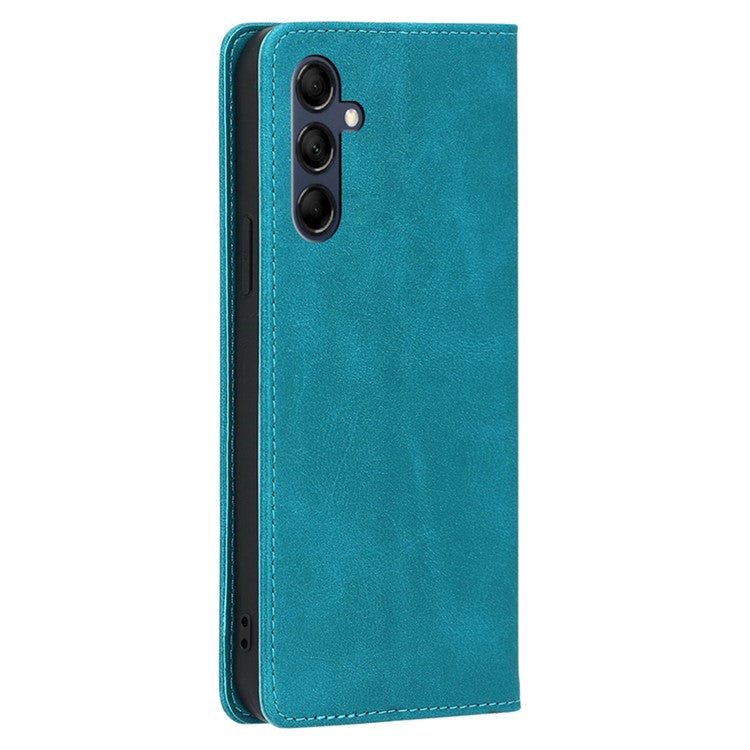 Mobile Phone Shell for Samsung Galaxy M14 5G Calf Texture Protector Case Stand Leather Wallet Cover - Baby Blue