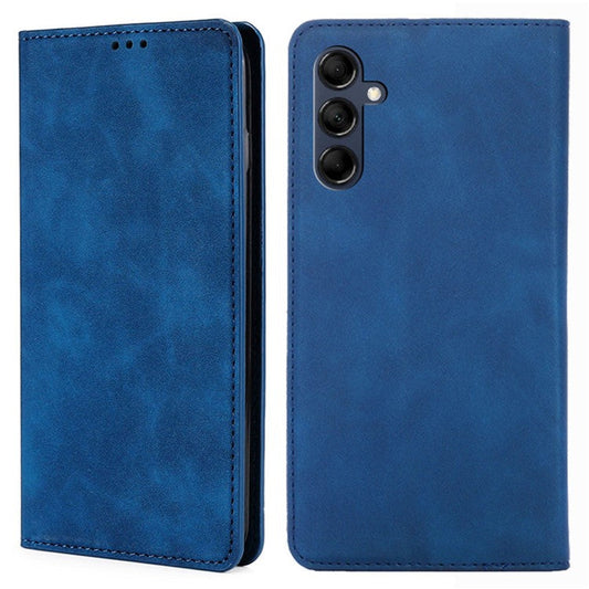 Flip Phone Case for Samsung Galaxy M14 5G Skin-touch PU Leather Card Holder Stand Protective Cover - Blue