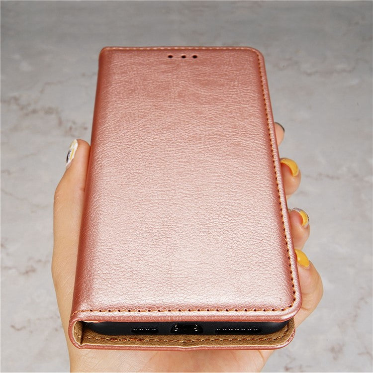 For vivo iQOO Z7x 5G Anti-scratch Leather Wallet Phone Case Solid Color Magnetic Closing Stand Cover - Rose Gold