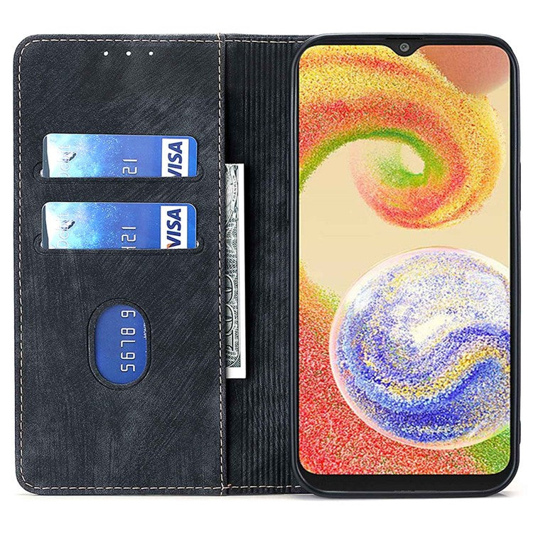 Textured Phone Cover for Samsung Galaxy M14 5G , Stand RFID Blocking Wallet Magnetic Leather Flip Case - Black