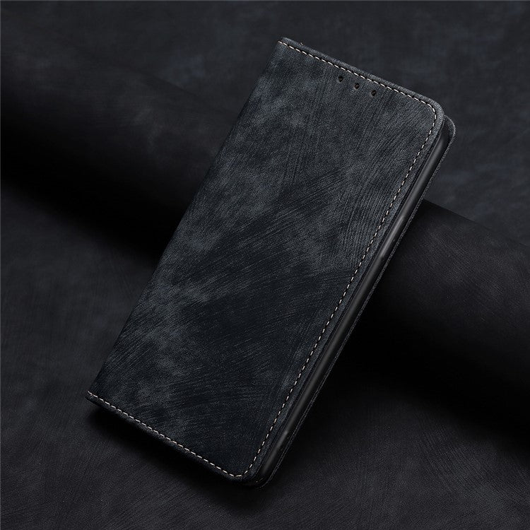 Textured Phone Cover for Samsung Galaxy M14 5G , Stand RFID Blocking Wallet Magnetic Leather Flip Case - Black