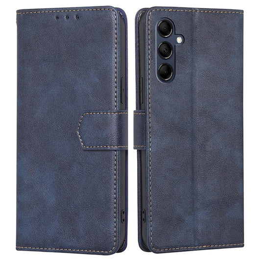 For Samsung Galaxy M14 5G Phone Wallet Case PU Leather RFID Blocking Cowhide Texture Stand Phone Cover - Blue