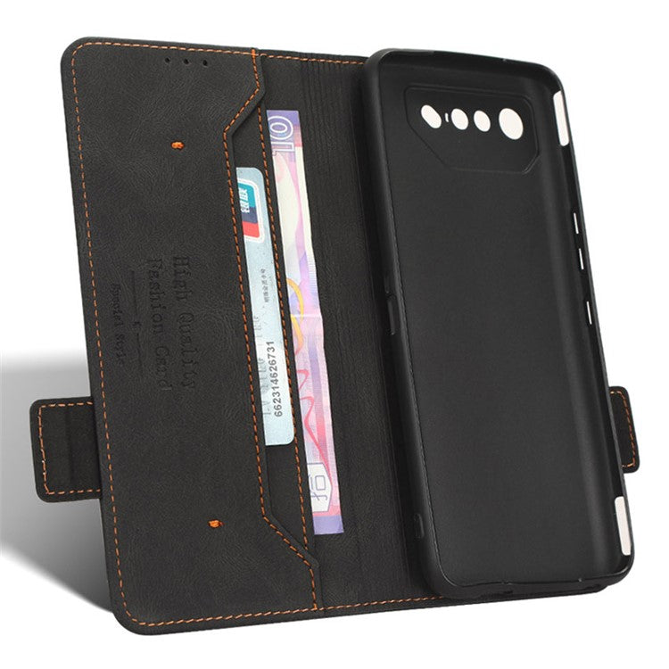 For Asus ROG Phone 7 Ultimate 5G / ROG Phone 7 5G Hardware Decor PU Leather Phone Case Wallet Stand Cover - Black