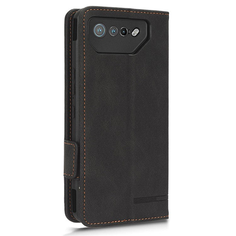 For Asus ROG Phone 7 Ultimate 5G / ROG Phone 7 5G Hardware Decor PU Leather Phone Case Wallet Stand Cover - Black