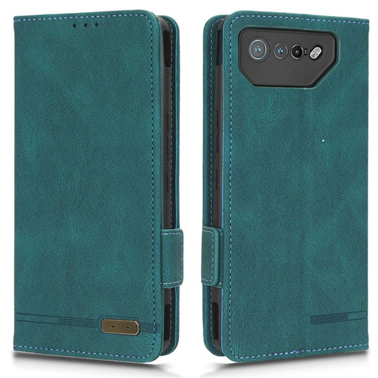 For Asus ROG Phone 7 Ultimate 5G / ROG Phone 7 5G Hardware Decor PU Leather Phone Case Wallet Stand Cover - Blue