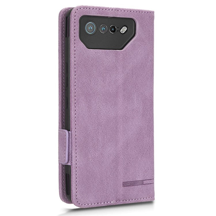 For Asus ROG Phone 7 Ultimate 5G / ROG Phone 7 5G Hardware Decor PU Leather Phone Case Wallet Stand Cover - Purple