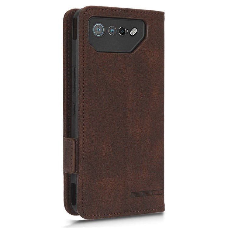 For Asus ROG Phone 7 Ultimate 5G / ROG Phone 7 5G Hardware Decor PU Leather Phone Case Wallet Stand Cover - Coffee