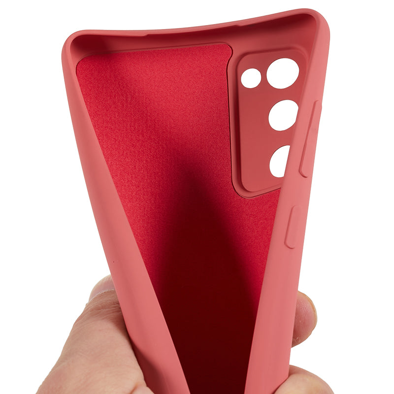 For Samsung Galaxy S20 Lite / S20 FE / S20 FE 5G / S20 FE 2022 Fiber Lining Rubberized TPU Cover Phone Case - Hawthorn Red