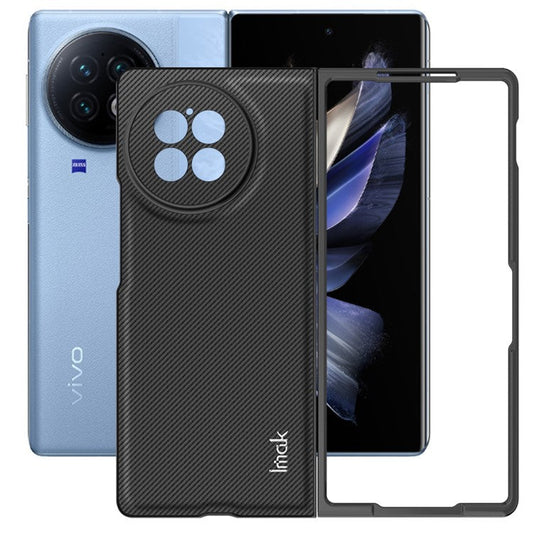 IMAK Ruiyi Series for vivo X Fold2 Carbon Fiber Texture Phone Case Leather Coated PC Anti-Drop Phone Cover
