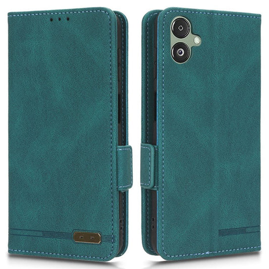 For Samsung Galaxy F14 5G Fall Proof Phone Case Hardware Decor PU Leather Wallet Stand Cover - Blue