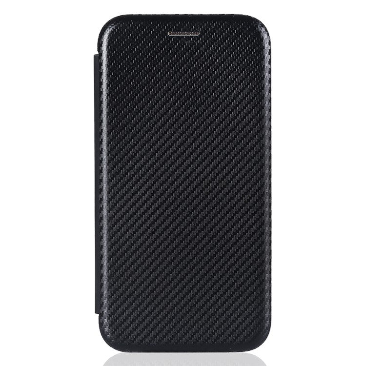Stand Cover for Oppo A1 5G Carbon Fiber Texture Card Slot PU Leather Shockproof Phone Case - Black
