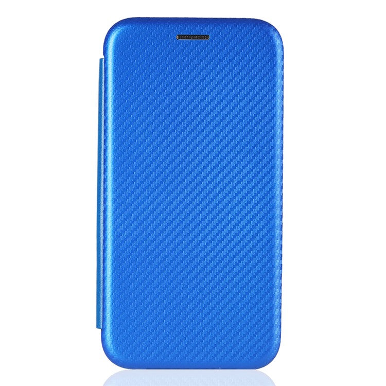 Stand Cover for Oppo A1 5G Carbon Fiber Texture Card Slot PU Leather Shockproof Phone Case - Blue
