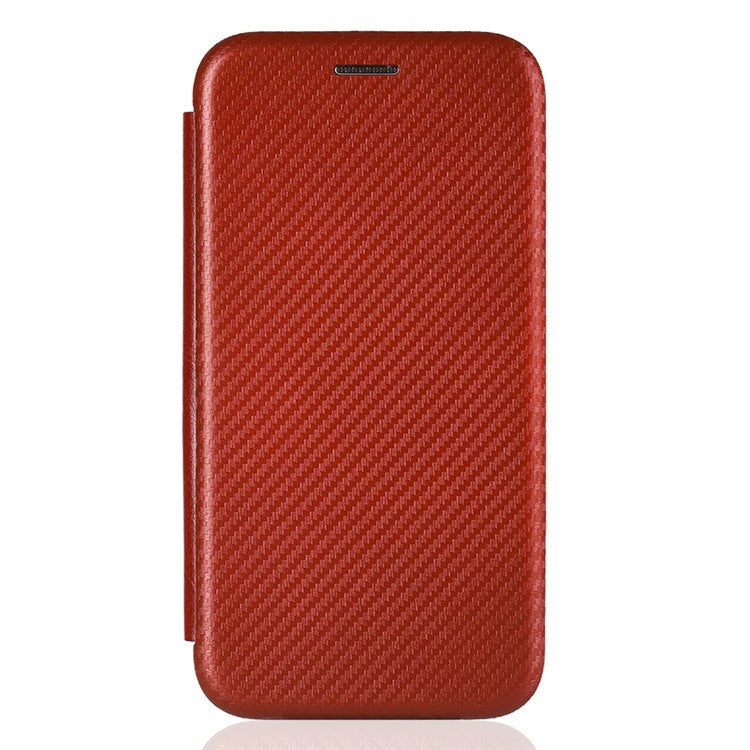 Stand Cover for Oppo A1 5G Carbon Fiber Texture Card Slot PU Leather Shockproof Phone Case - Brown