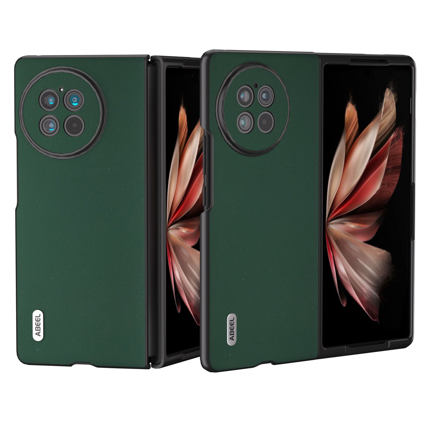 ABEEL For vivo X Fold2 Soft Top-layer Cowhide Leather+Hard PC Phone Case Anti-Scratch Protective Cover - Green
