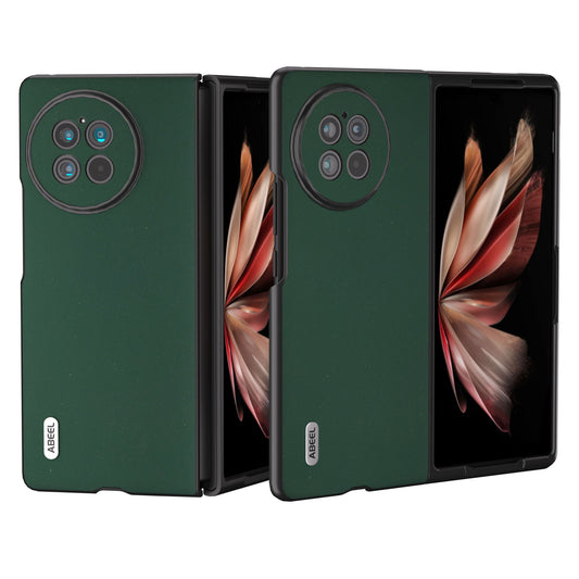 ABEEL For vivo X Fold2 Soft Top-layer Cowhide Leather+Hard PC Phone Case Anti-Scratch Protective Cover - Green