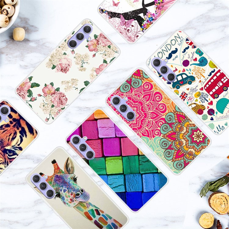 For Samsung Galaxy A54 5G Flexible TPU Protective Cover Pattern Printing Phone Case - Golden Flower