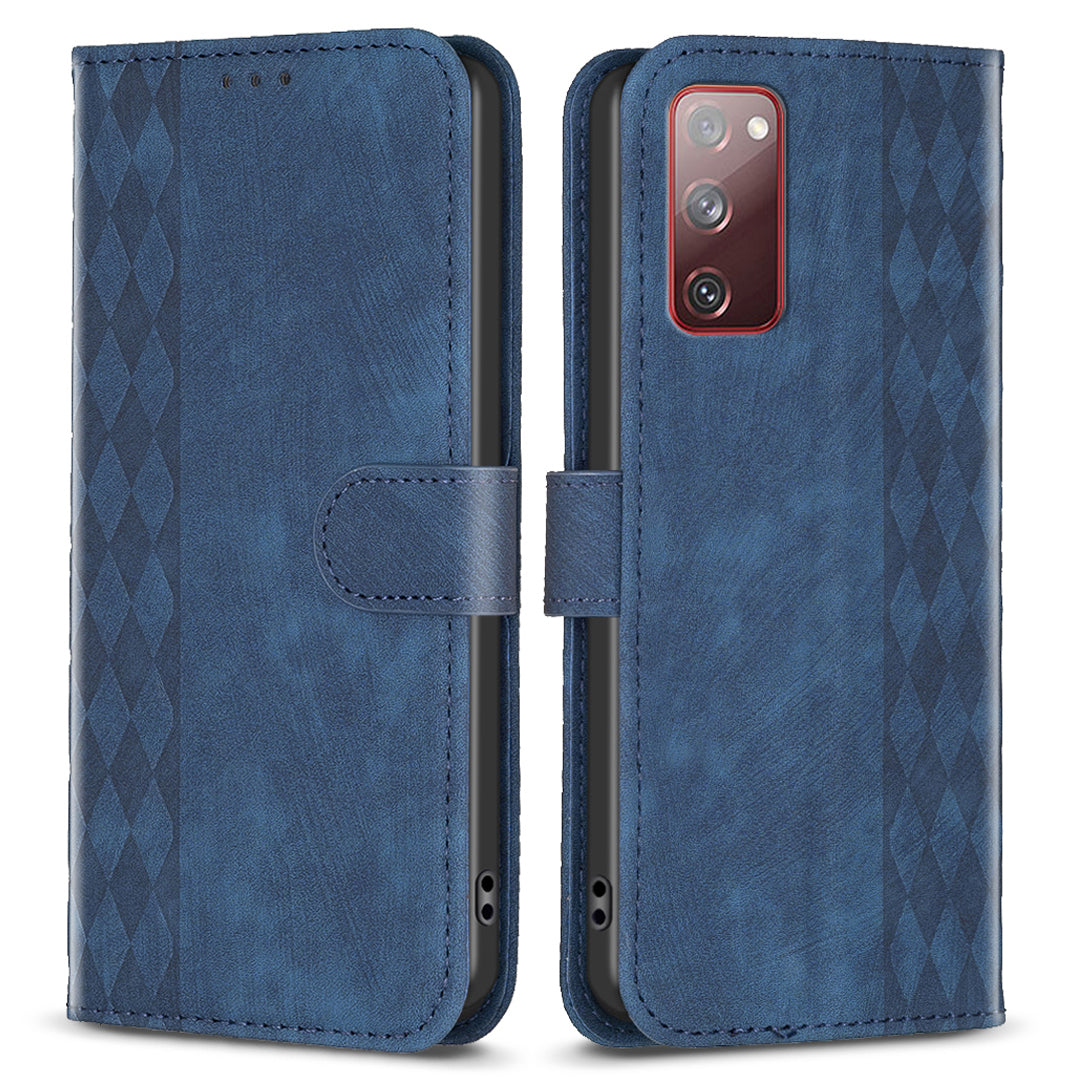 Phone Case for Samsung Galaxy S20 Lite / S20 FE / S20 FE 5G / S20 FE 2022 Wallet Imprinting Pattern Stand Cover - Blue