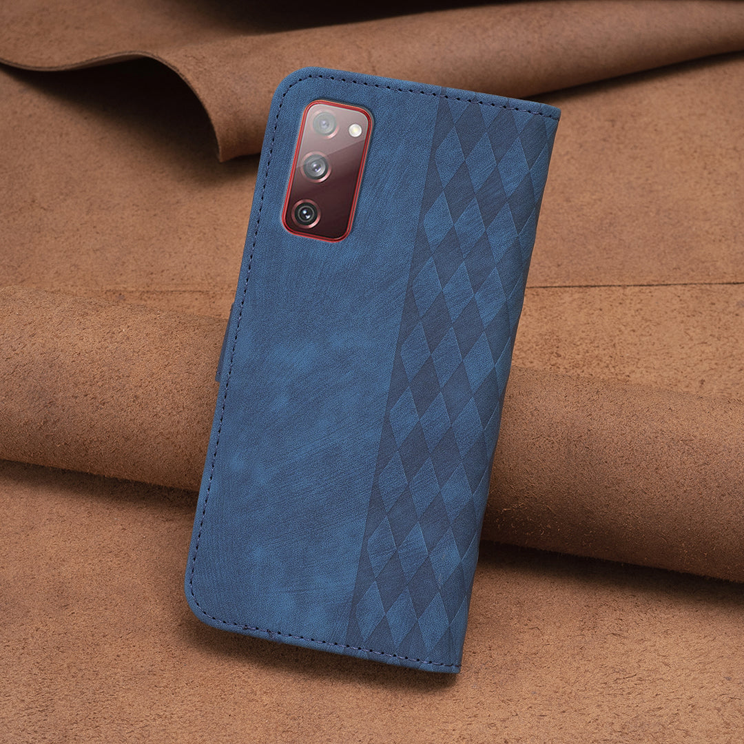 Phone Case for Samsung Galaxy S20 Lite / S20 FE / S20 FE 5G / S20 FE 2022 Wallet Imprinting Pattern Stand Cover - Blue