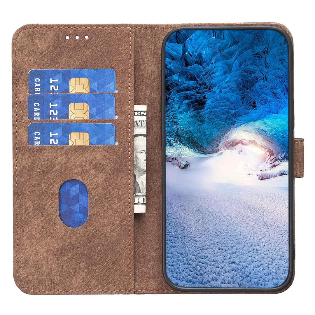 Phone Case for Samsung Galaxy S20 Lite / S20 FE / S20 FE 5G / S20 FE 2022 Wallet Imprinting Pattern Stand Cover - Brown