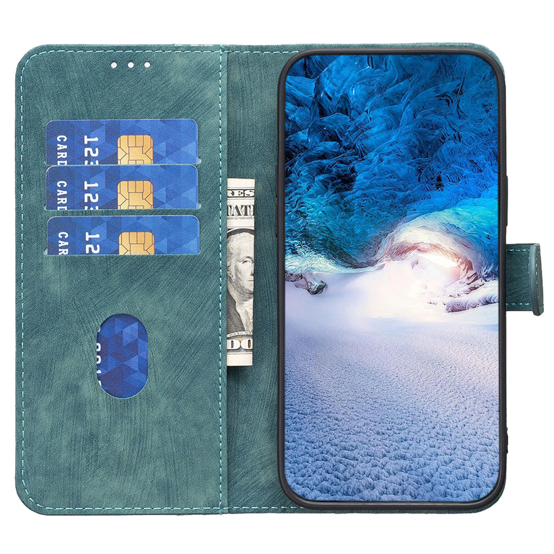 Phone Case for Samsung Galaxy S20 Lite / S20 FE / S20 FE 5G / S20 FE 2022 Wallet Imprinting Pattern Stand Cover - Green