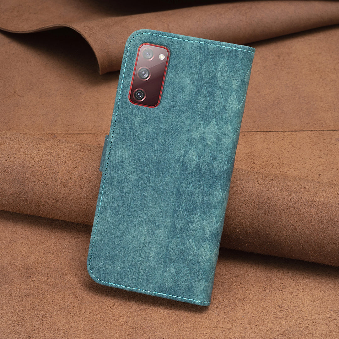 Phone Case for Samsung Galaxy S20 Lite / S20 FE / S20 FE 5G / S20 FE 2022 Wallet Imprinting Pattern Stand Cover - Green