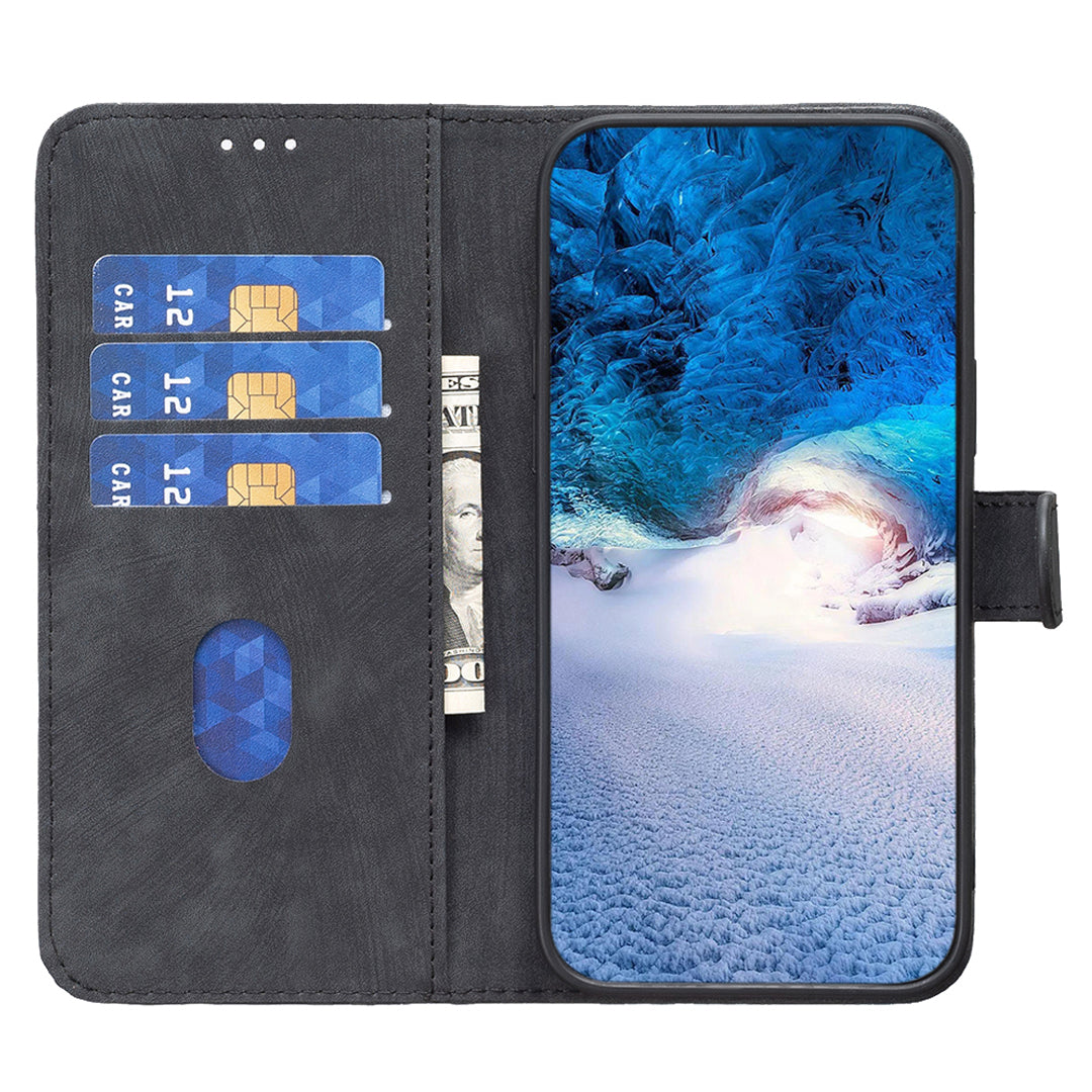 Phone Case for Samsung Galaxy S20 Lite / S20 FE / S20 FE 5G / S20 FE 2022 Wallet Imprinting Pattern Stand Cover - Black
