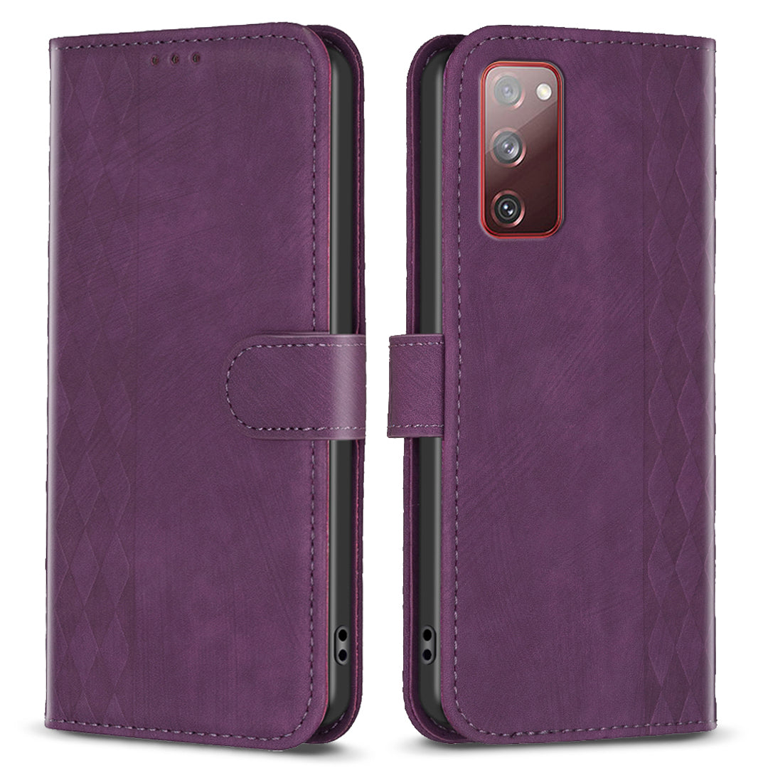 Phone Case for Samsung Galaxy S20 Lite / S20 FE / S20 FE 5G / S20 FE 2022 Wallet Imprinting Pattern Stand Cover - Purple