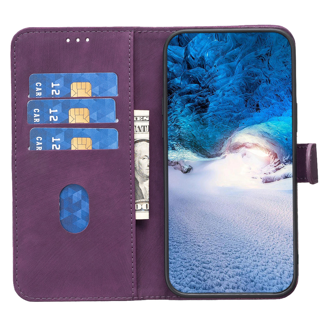 Phone Case for Samsung Galaxy S20 Lite / S20 FE / S20 FE 5G / S20 FE 2022 Wallet Imprinting Pattern Stand Cover - Purple