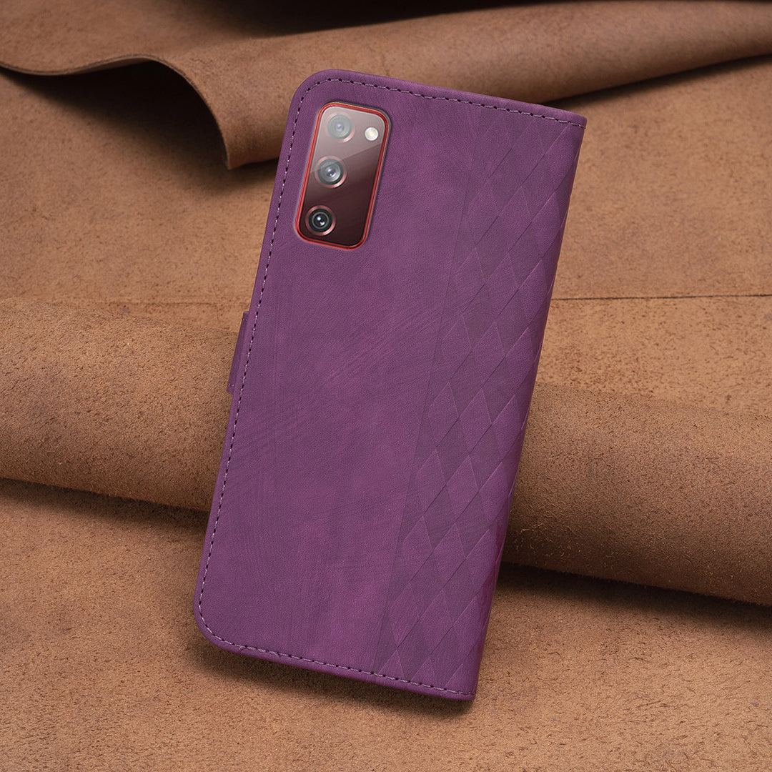 Phone Case for Samsung Galaxy S20 Lite / S20 FE / S20 FE 5G / S20 FE 2022 Wallet Imprinting Pattern Stand Cover - Purple