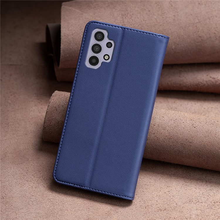 BINFEN COLOR BF18 for Samsung Galaxy A32 4G (EU Version) Card Holder Phone Case PU Leather Stand Cover - Blue