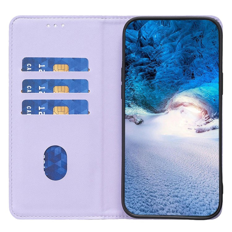 BINFEN COLOR BF18 for Samsung Galaxy A32 4G (EU Version) Card Holder Phone Case PU Leather Stand Cover - Purple