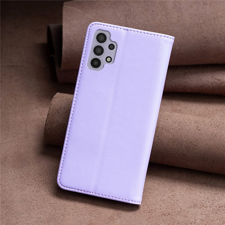 BINFEN COLOR BF18 for Samsung Galaxy A32 4G (EU Version) Card Holder Phone Case PU Leather Stand Cover - Purple