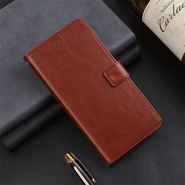 IDEWEI For Samsung Galaxy M54 5G / F54 5G PU Leather Stand Case Crazy Horse Texture Wallet Cover Phone Shell - Brown