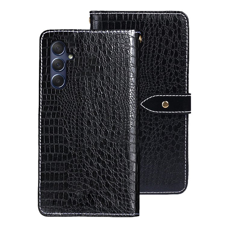 IDEWEI Crocodile Texture Phone Case for Samsung Galaxy M54 5G / F54 5G Wallet Stand PU Leather Cover - Black