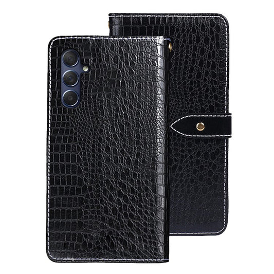 IDEWEI Crocodile Texture Phone Case for Samsung Galaxy M54 5G / F54 5G Wallet Stand PU Leather Cover - Black