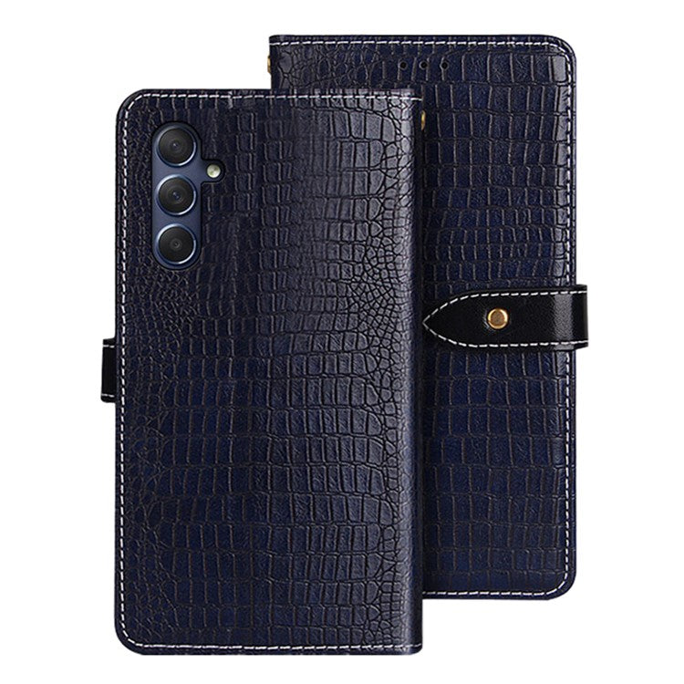 IDEWEI Crocodile Texture Phone Case for Samsung Galaxy M54 5G / F54 5G Wallet Stand PU Leather Cover - Blue