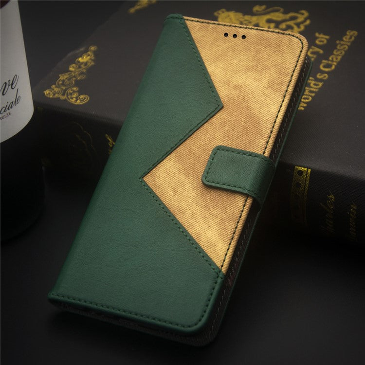 IDEWEI For Samsung Galaxy M54 5G / F54 5G Phone Cover Splicing Style PU Leather Flip Stand Case with Card Slots - Green